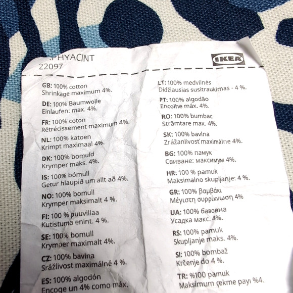 Ikea Kaphyacint Cotton Pillow Cover Indigo Navy Blue White Square No Insert - Picture 5 of 9